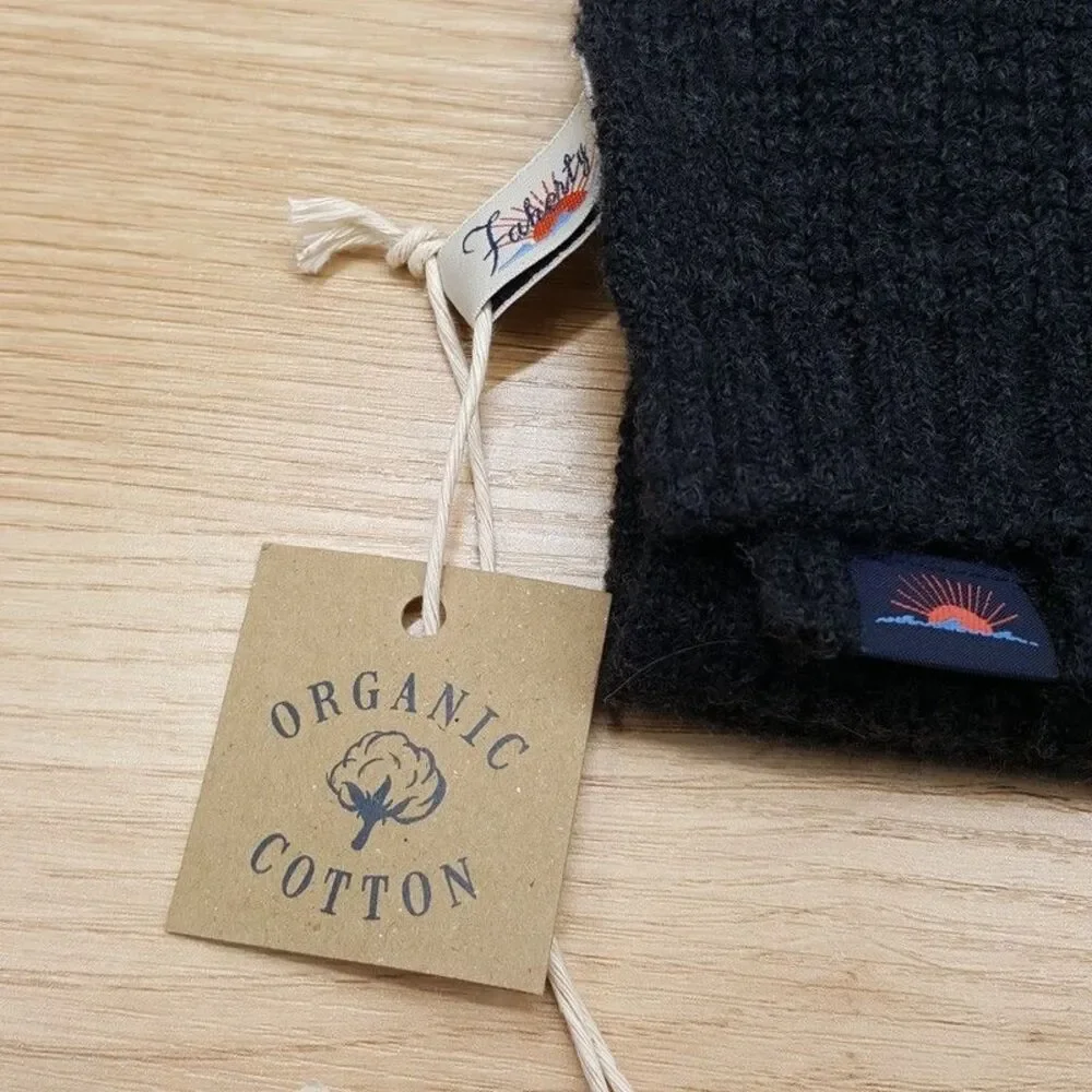 FAHERTY Scarf Dark Grey Jackson Waffle Knit Organic Cotton 72x10